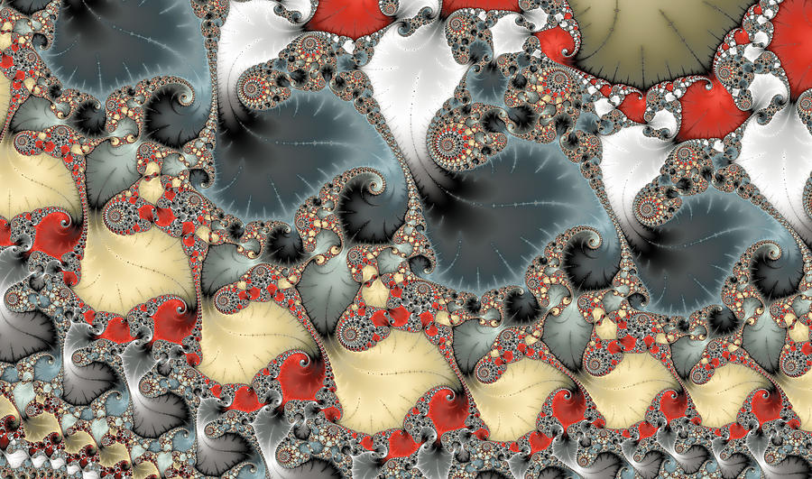 Abstract fractal leaves yellow grey red Digital Art by Matthias Hauser