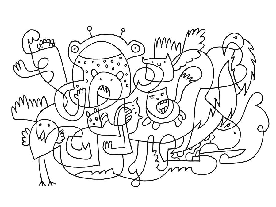 Abstract Funny Doodle Animals Drawing Drawing by FrankRamspott