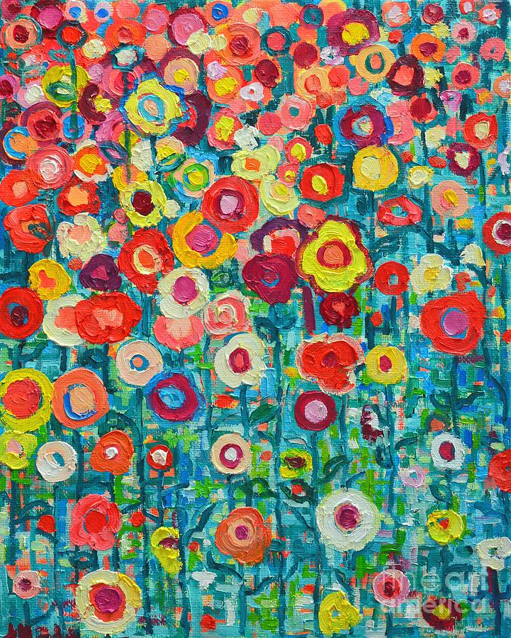 Abstract Painting - Abstract Garden Of Happiness by Ana Maria Edulescu