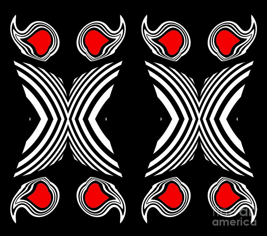Geometric Pattern Digital Art - Abstract Geometric Black White Red Op Art No.385. by Drinka Mercep Geometric Pattern Digital Art - Abstract Geometric Black White Red Op Art No.385. by Drinka Mercep