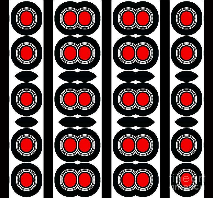 Geometric Pattern Digital Art - Pattern Black White Red Art No. 379. by Drinka Mercep