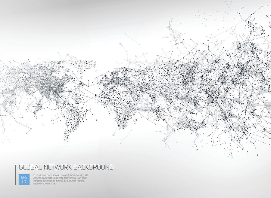 Abstract Global Network Background Drawing by AF-studio