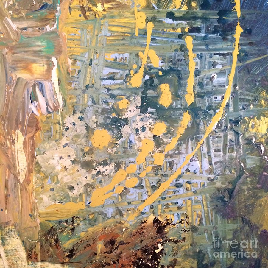 Abstract gold and blue Painting by Robin Pedrero