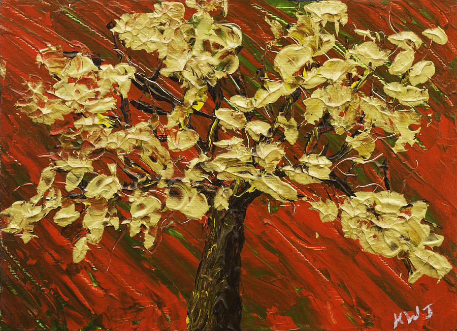 Abstract Gold Maple Tree Palette Knife Painting Painting by Keith Webber Jr