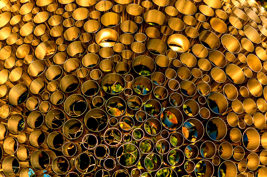 Abstract Gold Pipes New York City Photograph by Xavier Cardell
