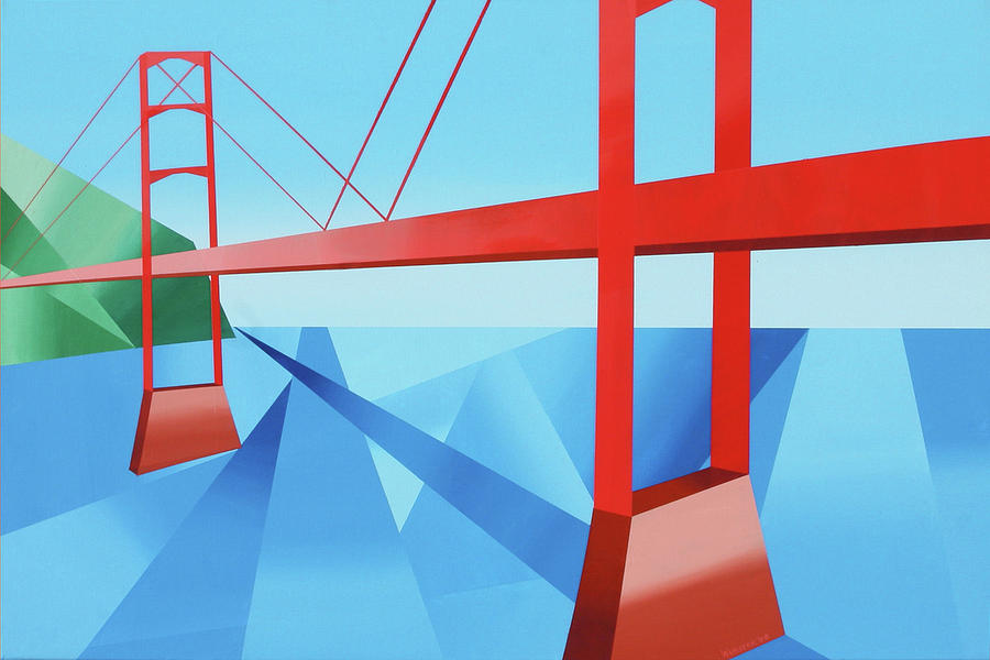 Abstract Golden Gate Bridge Painting by Mark Webster