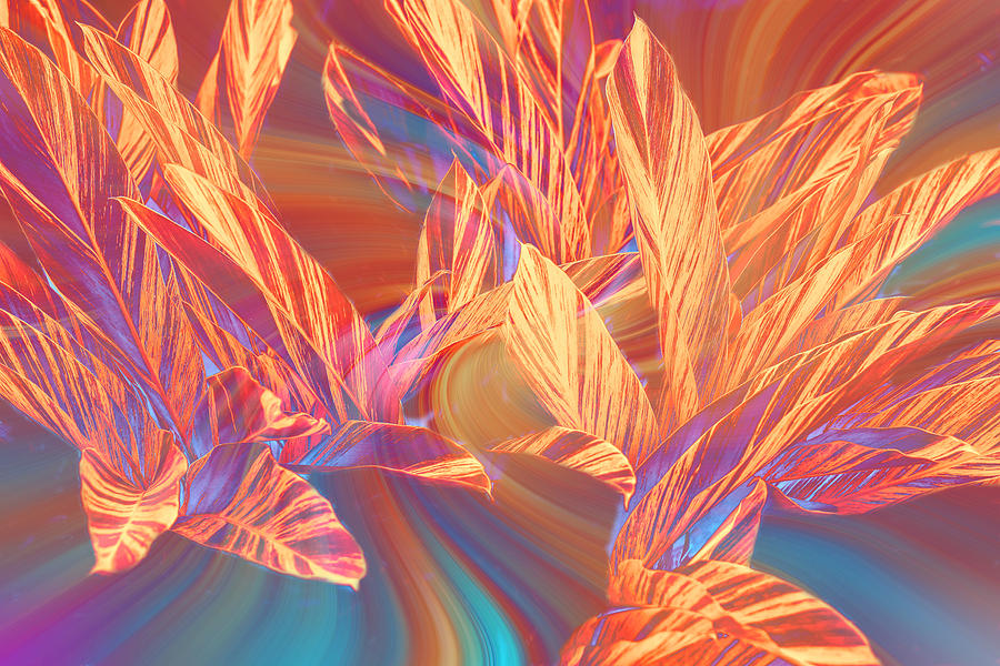 Abstract Golden Leaves Digital Art by Linda Phelps