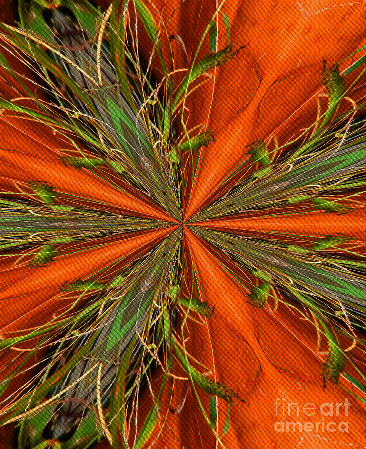 Abstract Green And Orange Shapes Digital Art by Smilin Eyes Treasures