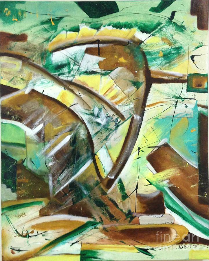 Abstract Painting - Abstract Green by Anthony L  Robert S Hurt