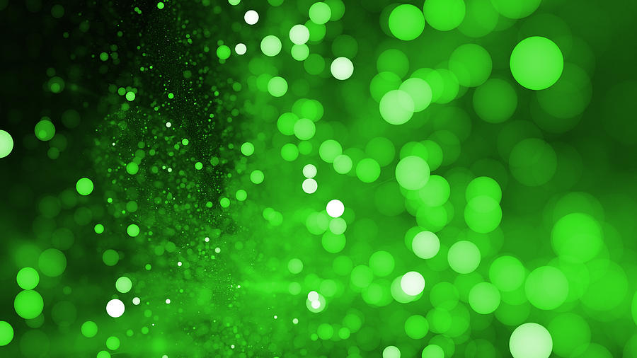 Abstract green bokeh sparkling spray circle Photograph by Oxygen