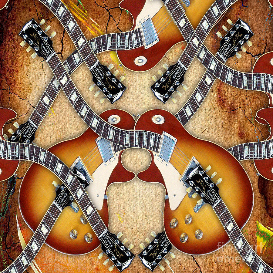 Music Mixed Media - Abstract Guitar Maze by Marvin Blaine