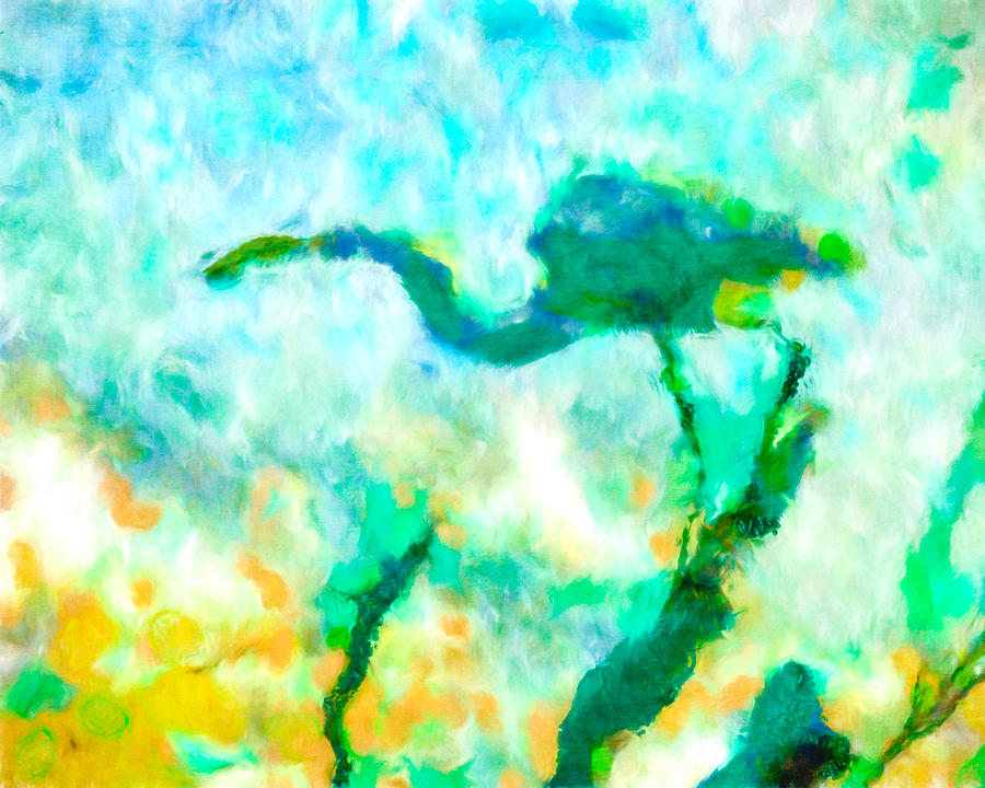Abstract Heron Art Mixed Media by Priya Ghose
