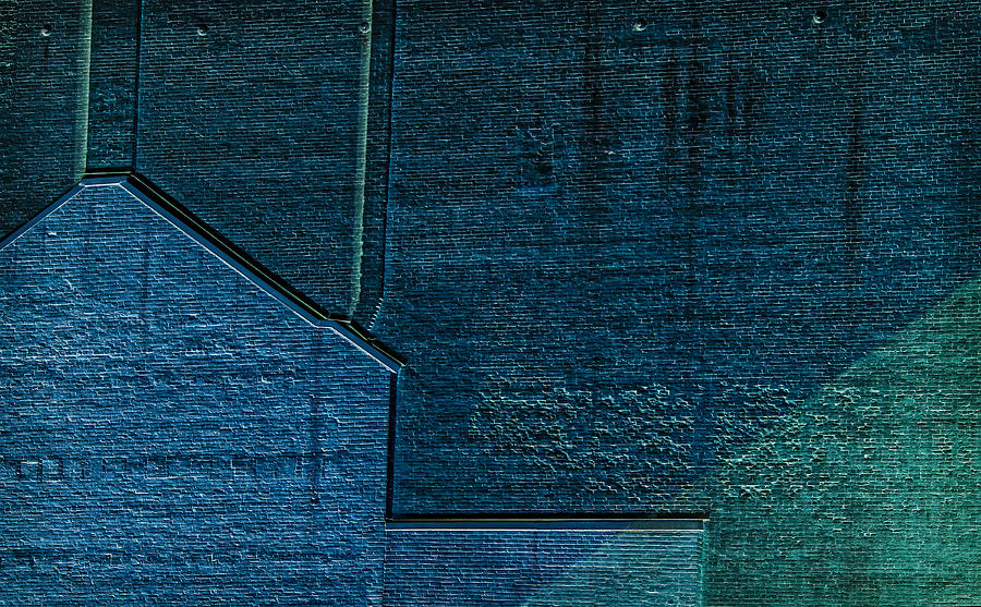 Ghost Buildings Brick Abstract in Blue and Green Photograph by Phil Cardamone