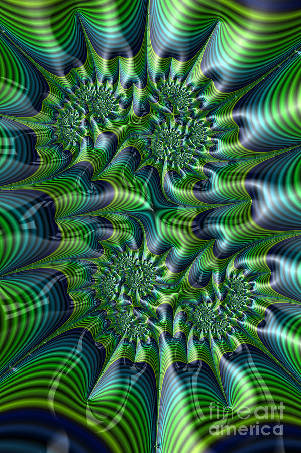 Abstract in Green and Blue Digital Art by John Edwards