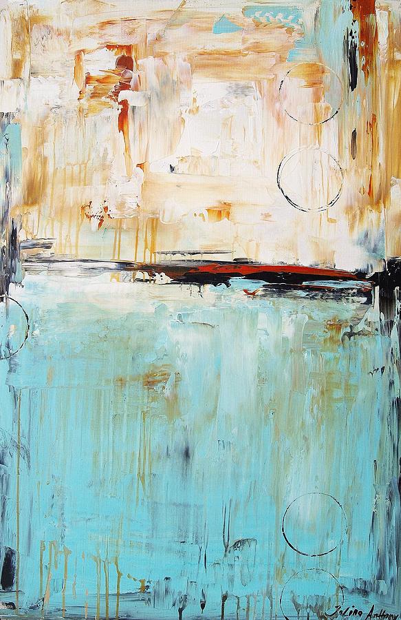 Abstract Painting - Abstract In Turquoise 2 by Jolina Anthony