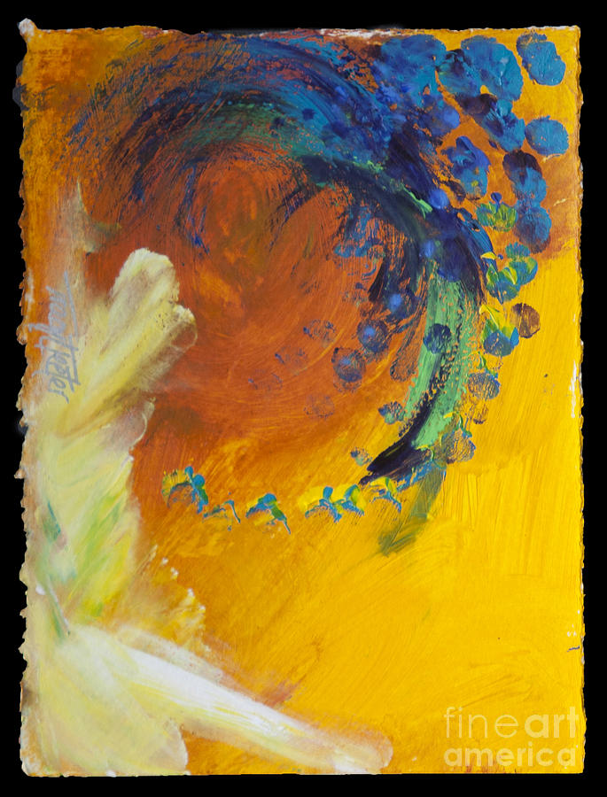 Abstract Painting - Abstract in Yellow and Blues by Tracy L Teeter 