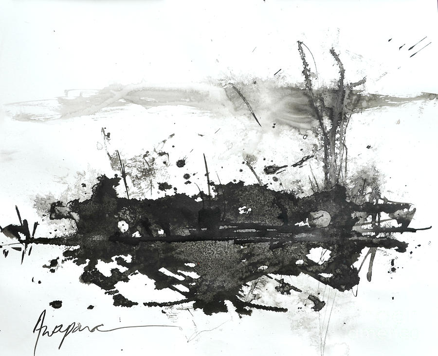 ink explorations (090) - abstract black india ink painting Art