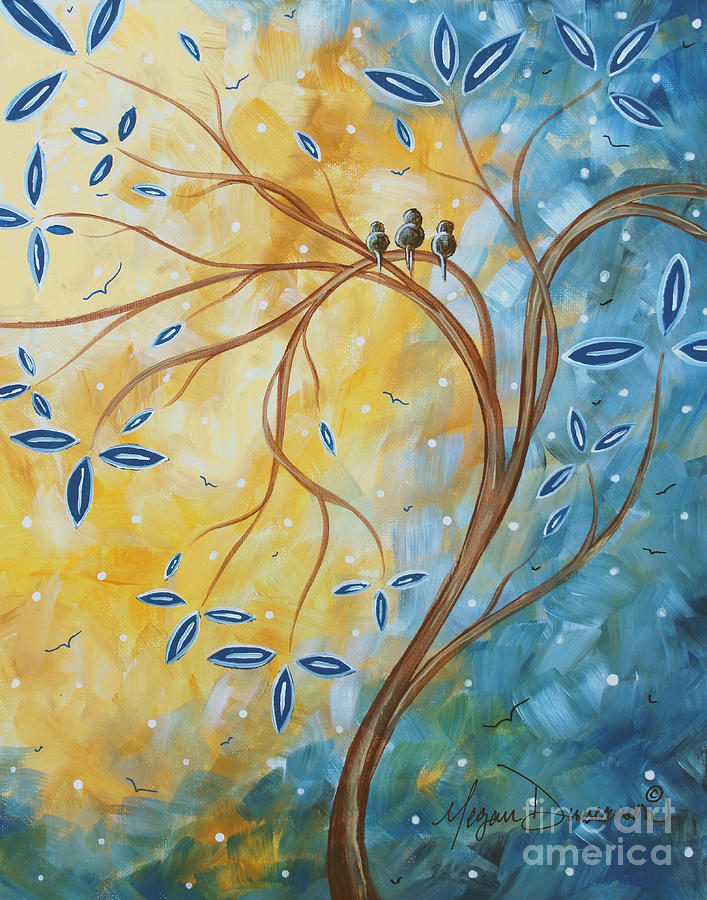 Abstract Landscape Bird Painting Original Art Blue Steel 2 by Megan Duncanson Painting by Megan Aroon