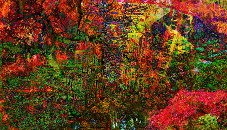 Abstract Digital Art - Abstract Landscape Garden  by Mary Clanahan