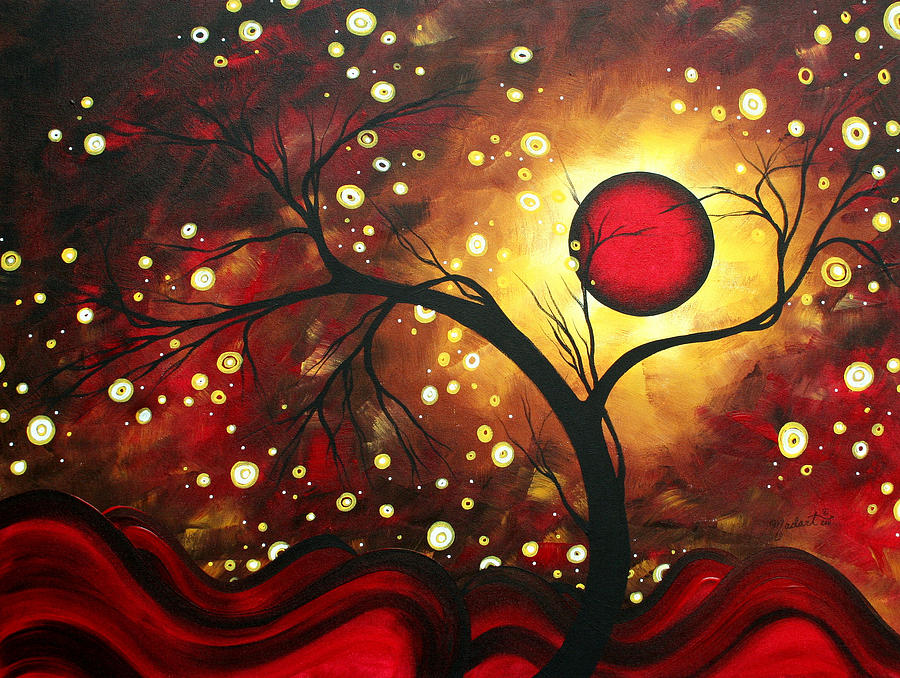 Abstract Landscape Glowing Orb by MADART Painting by Megan Aroon