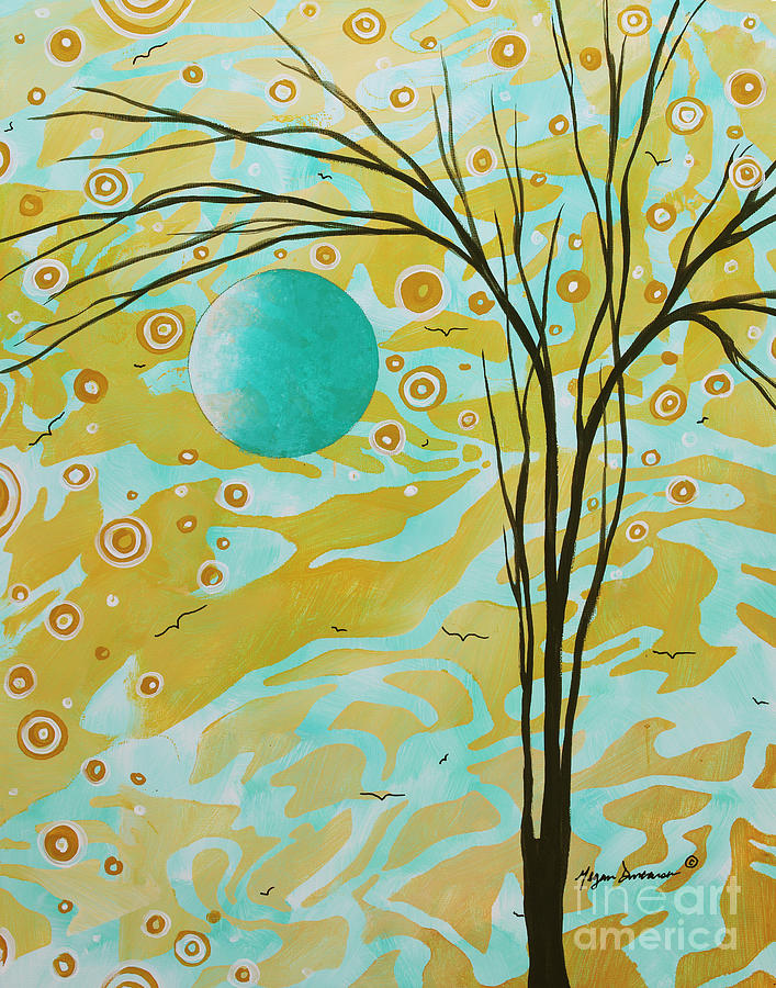 Abstract Landscape Painting Animal Print Pattern Moon and Tree by MADART Painting by Megan Aroon