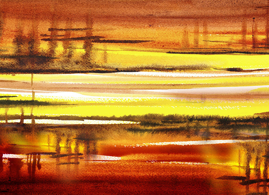 Abstract Landscape Warm Reflections Painting by Irina Sztukowski