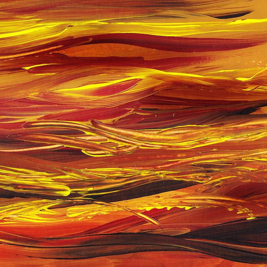Abstract Landscape Yellow Hills Painting by Irina Sztukowski