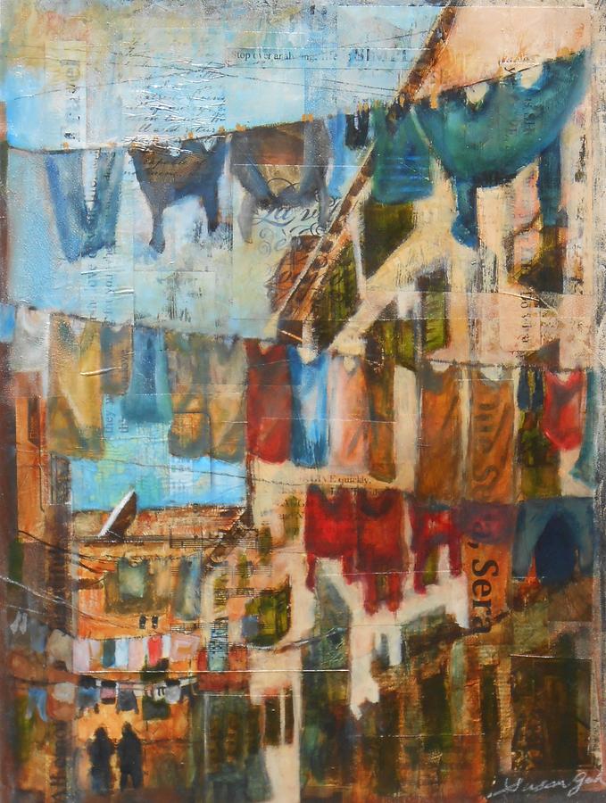 Abstract Laundry lines 2 Painting by Susan Goh