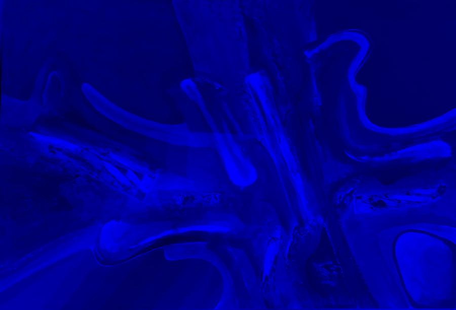 Abstract Light Art Blue Painting by Rob Hans