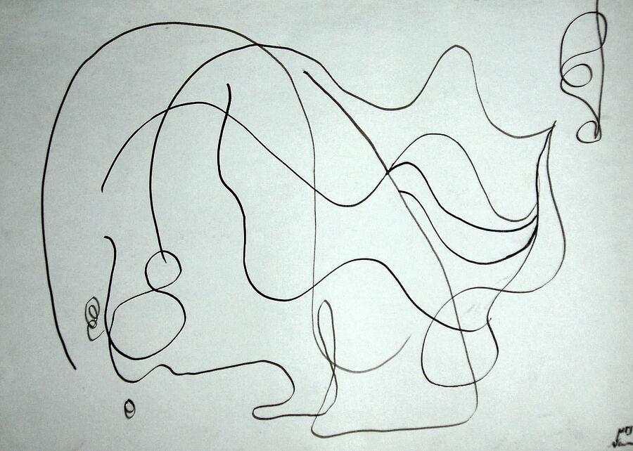 Abstract Line Creature Painting by Esther Newman-Cohen
