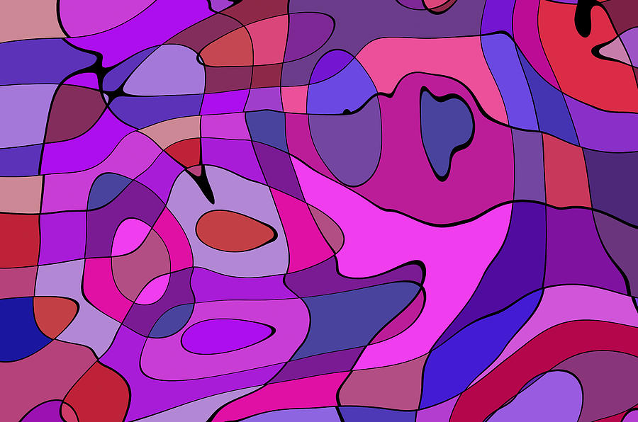 Abstract Art Lines Digital Art - Abstract Lines Pink Purple by Georgiana Romanovna