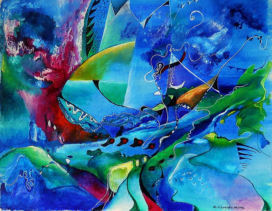 Abstract mindscape no.5-Improvisation Piano and Trumpet Painting by Wolfgang Schweizer