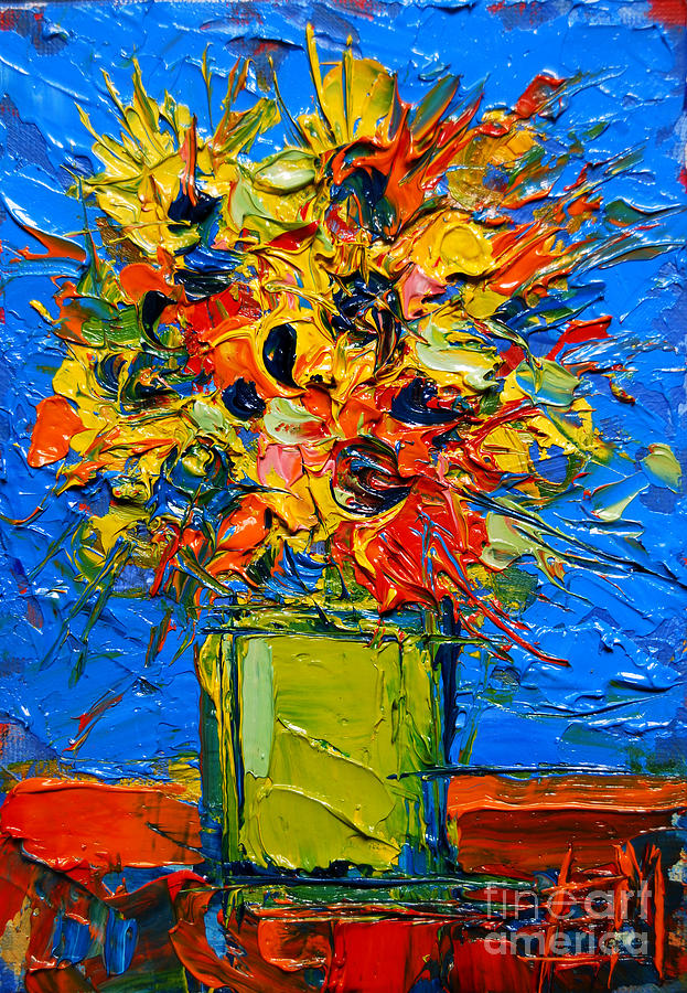 Abstract Miniature Bouquet Painting by Mona Edulesco