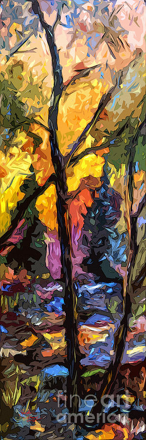Tree Painting - Abstract Modern Autumn Scene  by Ginette Callaway