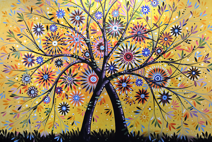 Nature Painting - Abstract Modern Flowers Garden Art ... Flowering Tree by Amy Giacomelli