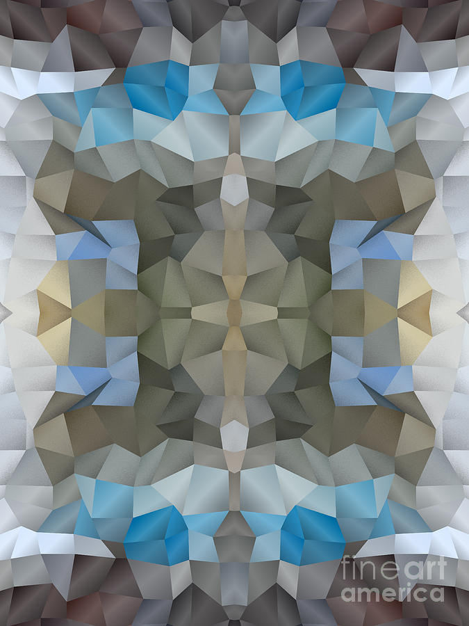 Abstract Mosaic in Cool Silver Blue Brown Digital Art by Beverly Claire Kaiya