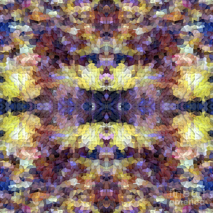 Abstract Mosaic in Yellow Blue Purple Digital Art by Beverly Claire Kaiya