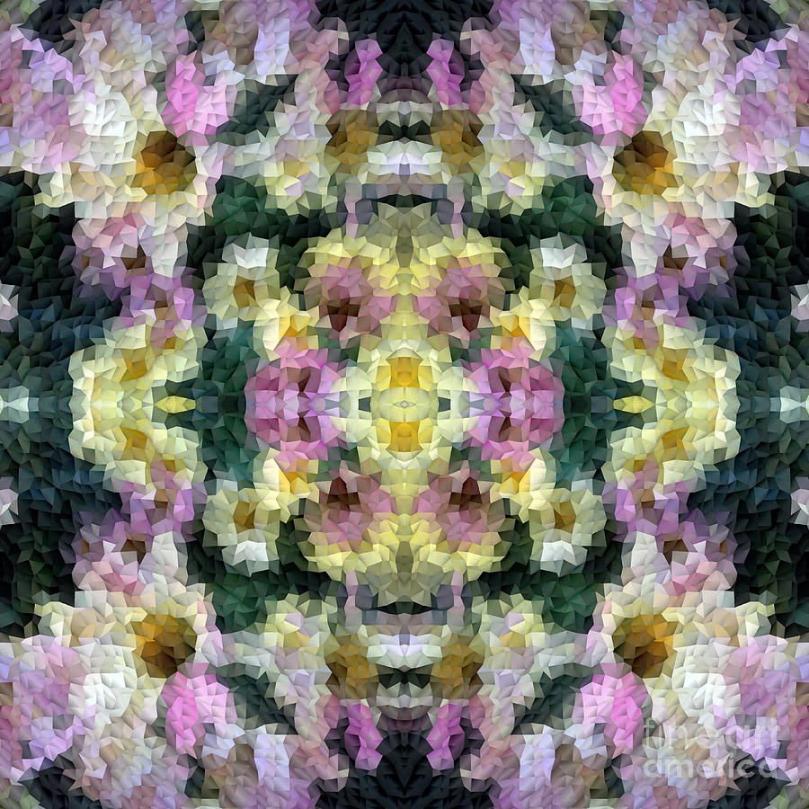 Abstract Mosaic in Yellow Pink Green Digital Art by Beverly Claire Kaiya