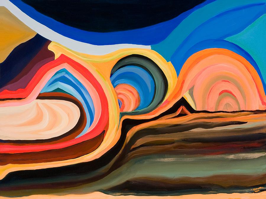 Abstract Mountain and Seascape Painting by Ida Mitchell