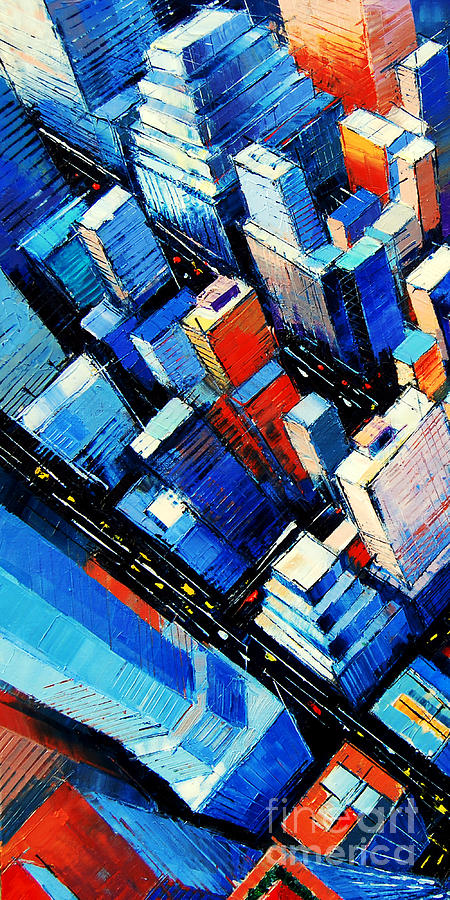 Abstract New York Sky View Painting by Mona Edulesco