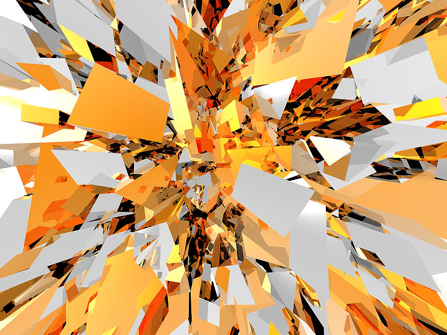 Abstract Orange Shapes Cluster Digital Art by Phil Perkins