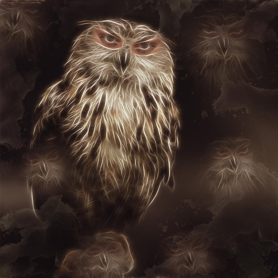 Abstract Owl digital artwork Painting by Georgeta Blanaru