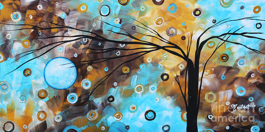 Abstract Painting Chocolate Brown Whimsical Landscape Art BABY BLUES by MADART Painting by Megan Aroon