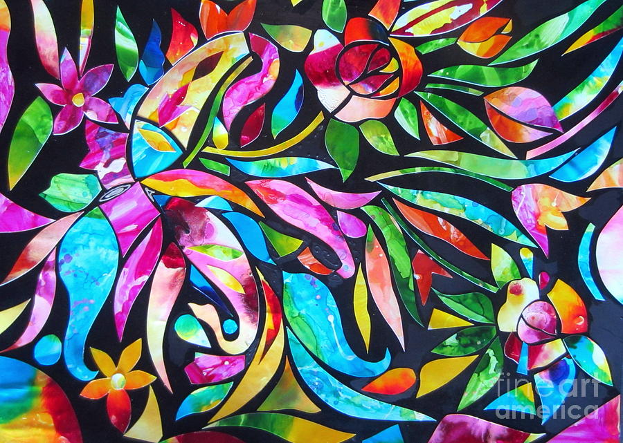 Abstract Paisley and flowers Painting by Roberto Gagliardi