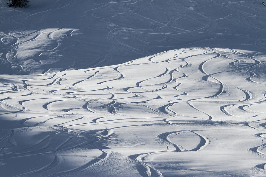 Abstract Photograph - Abstract Pattern Of Ski Lines On Slope by Gerhard Fitzthum