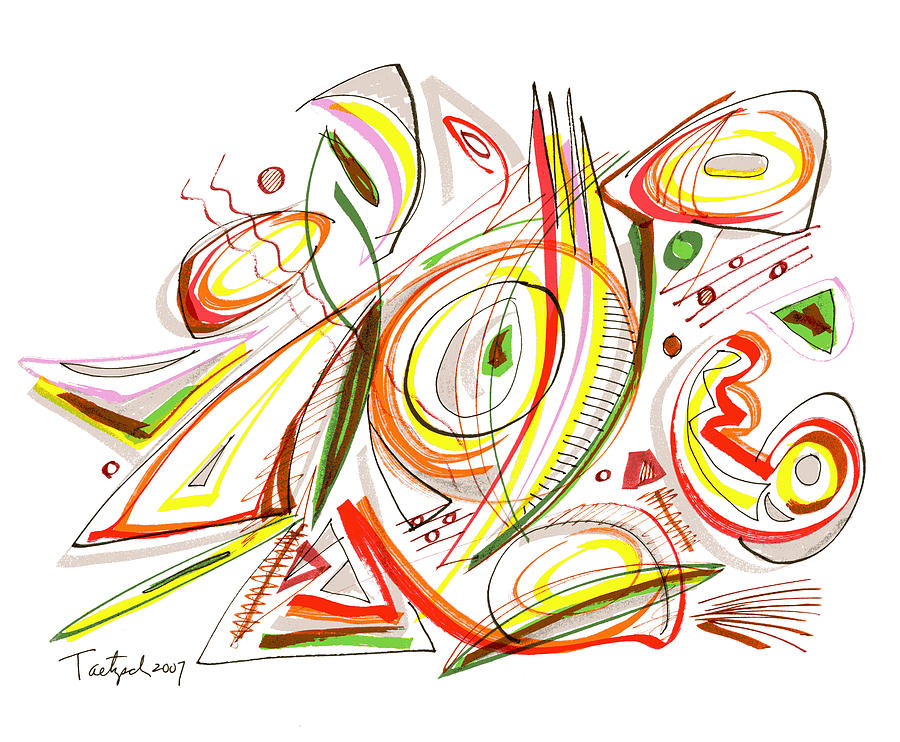 Abstract Pen Drawing Forty-Six Drawing by Lynne Taetzsch