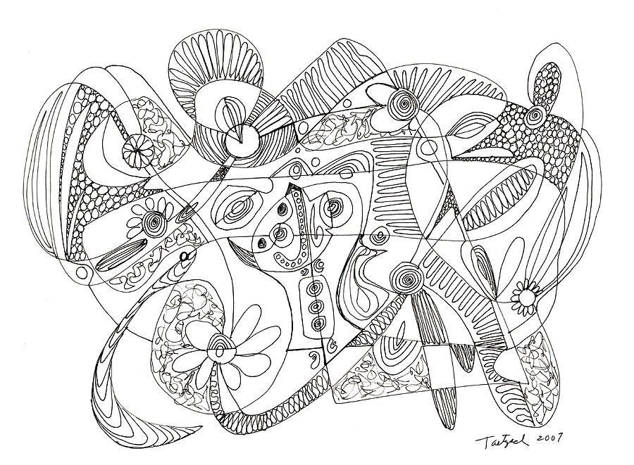 Abstract Pen Drawing Thirty-Eight Drawing by Lynne Taetzsch