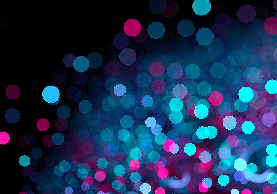 Abstract pink and blue spotted bokeh background Photograph by Oxygen