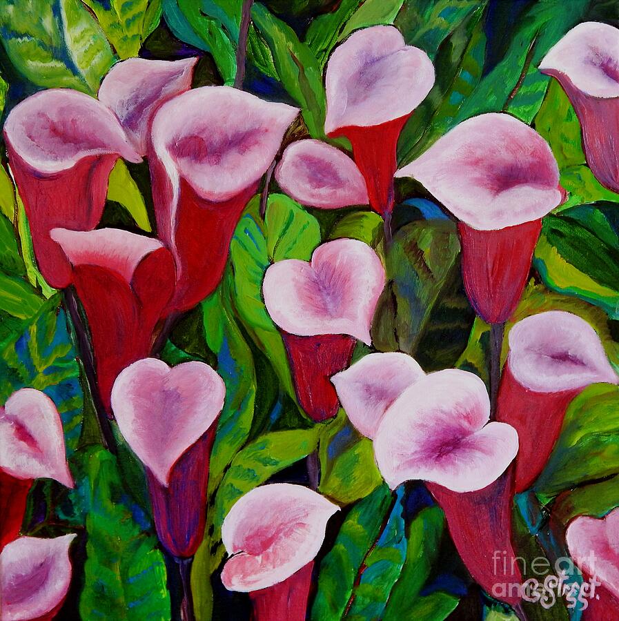 Abstract Pink Calla Lily Painting by Caroline Street