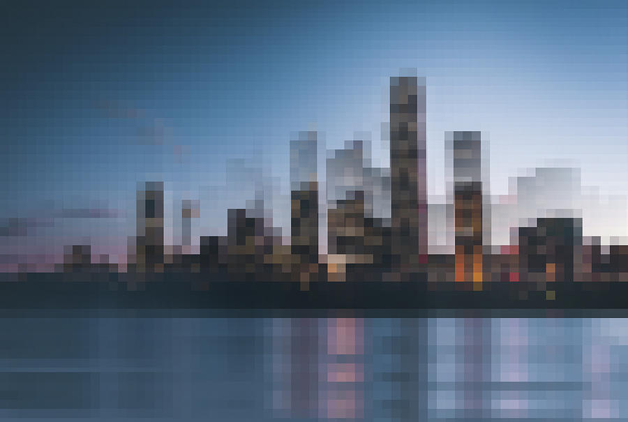 Abstract Pixelated Cityscape Photograph by Ikon Ikon Images